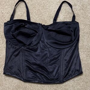 Sleek Black Satin Bustier Bra